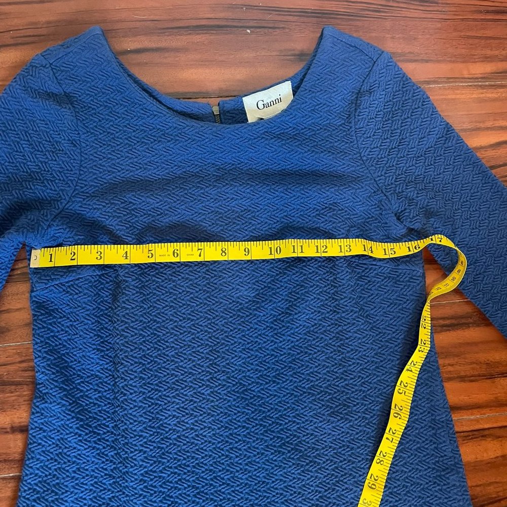 Royal Blue Lousa Textured Shift Dress - Ganni (Anthropologie) - Size S - Picture 6 of 6